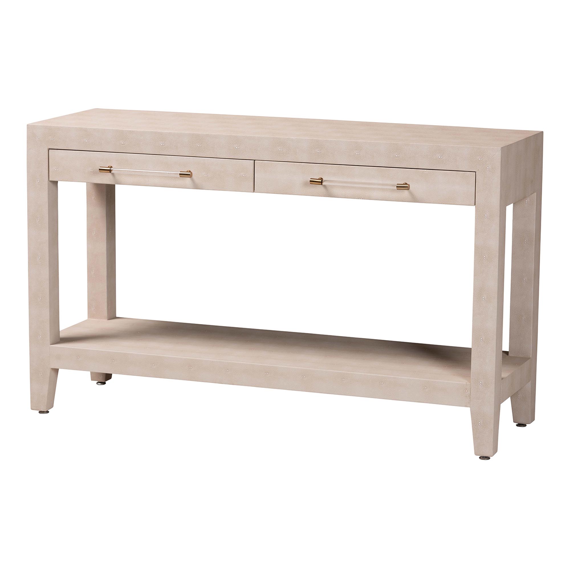 Baxton Studio Nira Faux Shagreen Console Table - Contemporary Accent Display Piece with 2 Drawers and Open Shelf, Storage Solution for Entryway or Living Room Affordable modern furniture in Chicago, classic living room furniture, modern console table, cheap console table